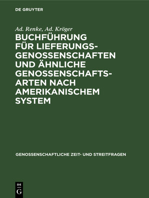 cover image of Buchführung für Lieferungsgenossenschaften und ähnliche Genossenschaftsarten nach amerikanischem System
